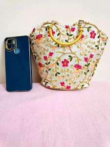 Jaipuri Embroidered Hand Bag Set Of Two Pieces