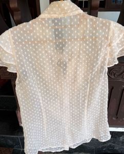Ruffled Sheer Button-Down Top