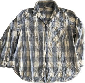 Blue & White Plaid Button-Down Shirt
