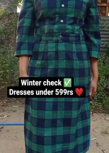 Green Plaid Midi Dress