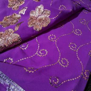 Purple Sequin Saree With Stitched Blouse
