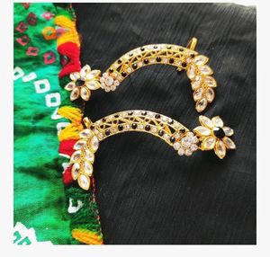 Kundan Floral Design Gold Plated Earcuffs