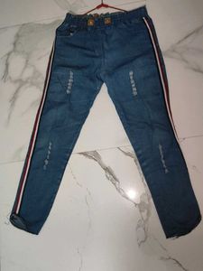 Striped Distressed Jeans