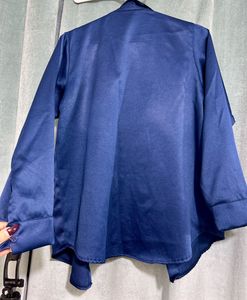 Elegant Blue Satin Shirt