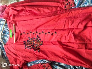 Coral Embroidered Kurti - Classic Style