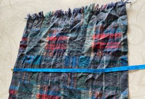 Grey Multicolour Check Winter Scarf with Fringes