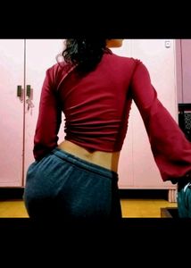 Maroon Trendy Fashion Crop Top