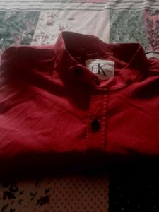 Red Long Sleeve Button Down Shirt