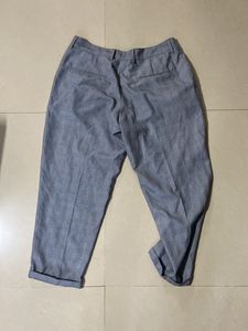 Grey Tapered Croped Trousers