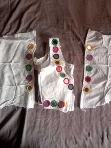 White Blouse With Mirror Work