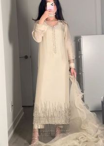Elegant Cream Embellished Kurta Set