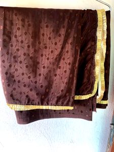 Chocolate brown self design saree
