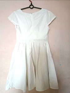Korean Pure White Classic Midi Dress