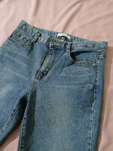 Blue Straight Leg Denim Jeans