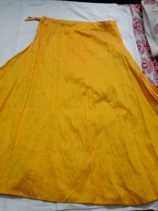 Yellow N Magenta Crop Top With Skirt