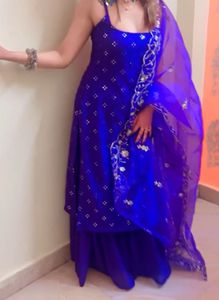 Navy blue Sharara sleeveless backless suit 🪞