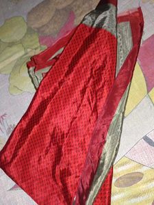 School Uniform Red Saree