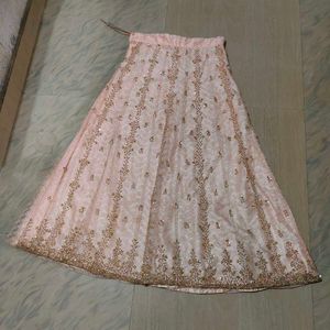 Peach Net Embroidered Skirt