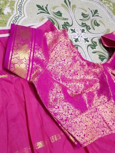 Fully Stitched South Indian Half Saree | Pink With Green | Bust Size 34 Price Dropped