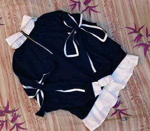 Navy &amp; White Bow Top