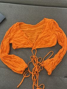 Urbanic Orange Tie around crop top
