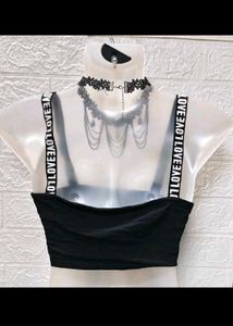 Black LOVE Crop Top Size 34 S/M