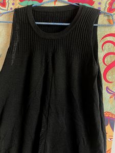 Stretchable Black Top With Tassels