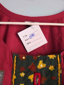 New w Tag Maroon Cotton Kurta mirrorwork 42