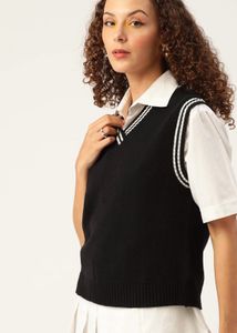 Kook N Keech Women Black Sweater Vest
