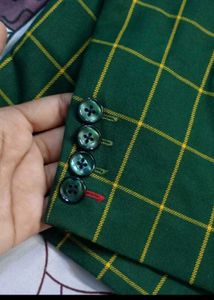 Mens Check Green And Yellow Blazer
