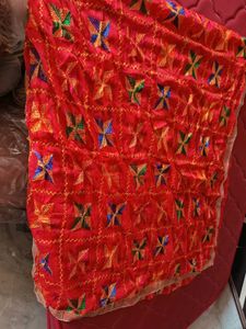 Women&#39;s Embroidered Phulkari Chiffon Dupatta