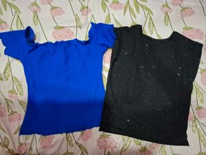 Blue and black tops combo