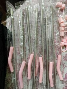 House Of Quirk 7 Stainless Steel Straws Set With