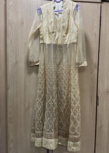 Elegant Beige Embroidered Anarkali