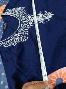 Navy Embroidered Tunic Top