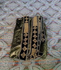 crape Gold Saree with bodar