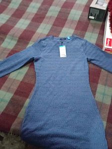 Blue Knitted Bodycon Dress