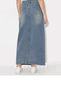Long Denim Skirt with Slit