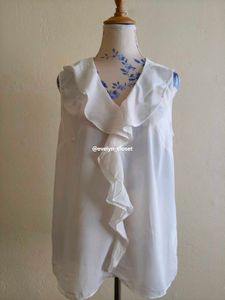 White Ruffle Sheer Tank