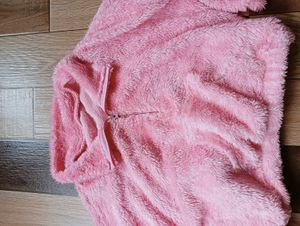 Pink Fuzzy Cropped Pullover