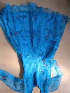 Floral Print Blue Dress Material