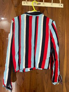 Striped Button-Down Crop Top
