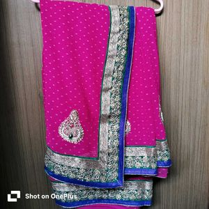 Brand new designer pink embroidered saree