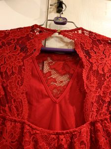 Lace Up Red Dress