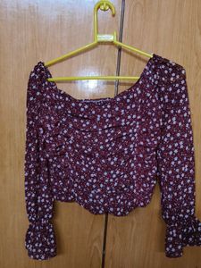 Floral Print Ruched Long Sleeve Top