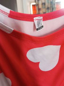 Cute Heart Print Nighty with pocket