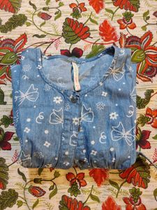 Cute Denim-Look Girls&#39; Dress