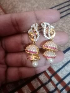 CZ Jhumkas With Mangteeka