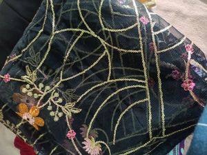 Beautiful Black Floral Semistich Dress Material