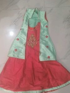 Girls' Red Anarkali Suit
